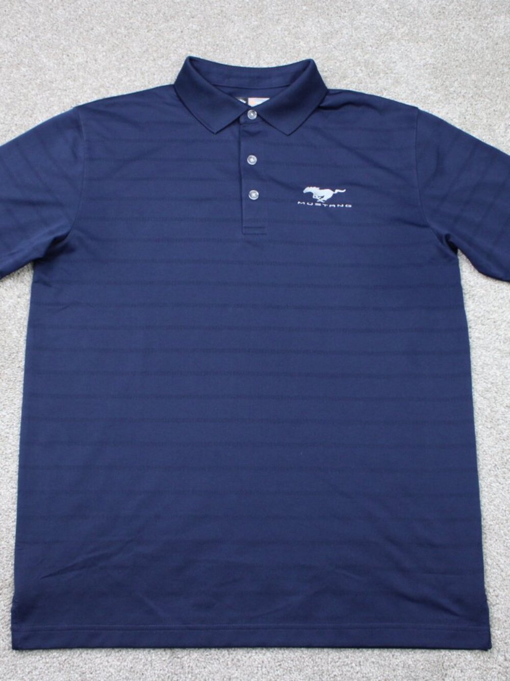 Callaway Polo Shirt Mens Medium Blue Opti-Dri Golf Short Sleeve Mustang Logo